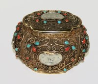 Lot 640 - A Chinese gilt metal oval box and cover,...