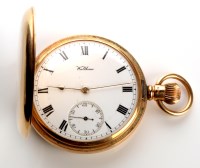 Lot 687 - A 9ct. gold cased Hunter pocket watch, by...