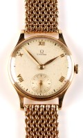 Lot 690 - A 9ct. gold cased Omega wristwatch, with roman...