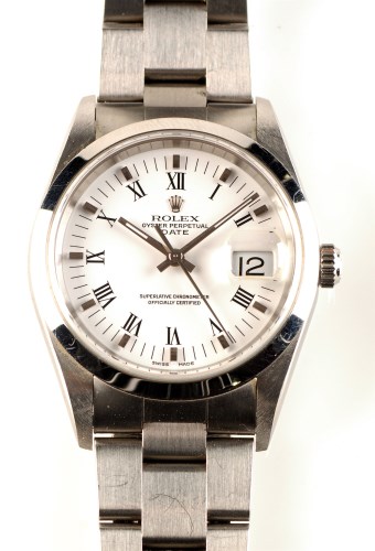 Lot 694 - A steel cased Rolex Oyster perpetual date...