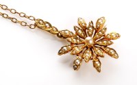 Lot 774 - A late 19th Century seed pearl brooch/pendant...