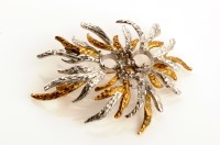 Lot 812 - A yellow and white gold flower pattern brooch...