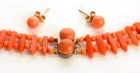 Lot 817 - A coral necklace, made up of pointed baton...