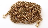 Lot 859 - A yellow metal late 19th Century muff chain,...