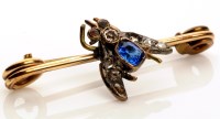 Lot 873 - A sapphire, diamond and ruby fly pattern...