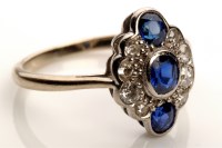 Lot 892 - An Art Deco sapphire and diamond ring, the...