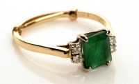 Lot 894 - An emerald and diamond ring, the square cut...