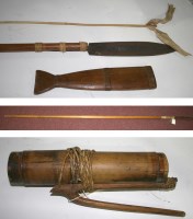 Lot 1034 - A South East Asian bamboo blow pipe/spear,...