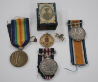Lot 1078 - A First World War MM group of three medals,...