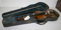 Lot 1141 - A full sized violin, bearing label 'Hawkes &...