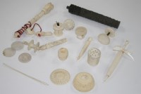 Lot 1155 - A good collection of carved ivory Oriental...