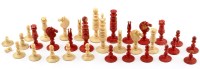 Lot 1160 - A carved bone chess set, one side white, the...