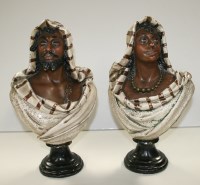 Lot 1165 - A pair of Goldscheider style bust figures, a...