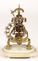 Lot 1205 - A brass skeleton clock, with openwork silvered...