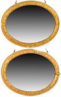 Lot 1233 - A pair of gilt frame oval wall mirrors with...