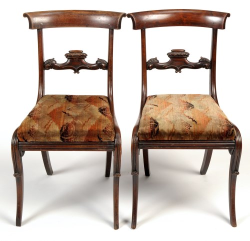 Lot 1257 - A set of four Regency rosewood dining chairs,...