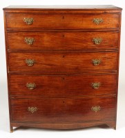 Lot 1275 - A George III mahogany bowfront chest of five...