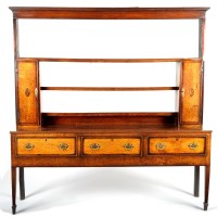 Lot 1279 - A George III oak and mahogany crossbanded...