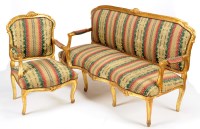 Lot 1284 - A three-piece Continental gilt wood and gesso...