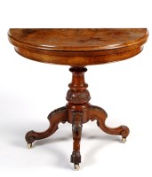 Lot 1308 - A Victorian burr walnut semi-circular card...