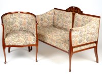 Lot 1341 - An Edwardian mahogany two-seat settee, the...