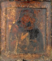Lot 186 - Russian School AN ICON DEPICTING THE MADONNA...