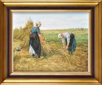 Lot 204 - Jan Koning (Dutch 20th Century) TWO FARM GIRLS...