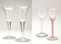 Lot 355 - Pair of large drawn trumpet shaped glass...