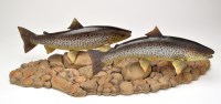 Lot 373 - Naturalistic model of two brown trout, by Ian...