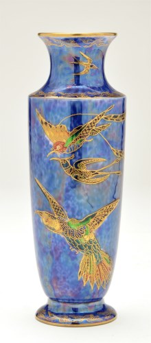 Lot 376 - Wedgwood 'Fairyland' lustre style slender vase,...