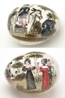 Lot 388 - Pearlware printed darning egg, decorated with...