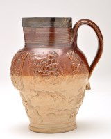 Lot 401 - Silver mounted salt glaze jug, with applied...