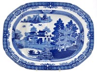 Lot 402 - Spode blue and white 'chinoiserie' meat dish,...