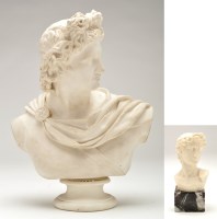 Lot 403 - Parian ware bust of Apollo, after C. Delpech,...