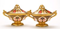 Lot 410 - Pair of Royal Crown Derby 'Imari' boat shaped...