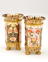 Lot 411 - Pair of Royal Crown Derby 'Imari' spill vases,...