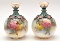 Lot 414 - Pair of Hadley's Worcester vases, of globular...