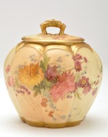 Lot 415 - Royal Worcester blush ivory jar and cover, of...