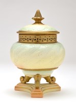 Lot 417 - Royal Worcester style globular pot pourri vase...