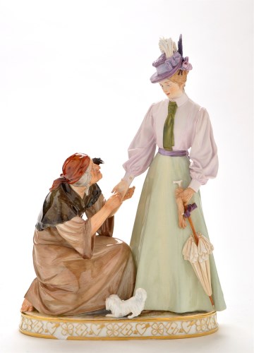 Lot 436 - Meissen figure group depicting young lady...