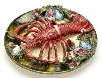 Lot 445 - Palissy ware lobster dish, of naturalistic...