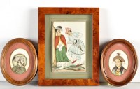 Lot 449 - Pair of Indian ivory oval miniatures,...