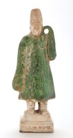 Lot 455 - Chinese green glaze tomb figure, probably a...