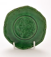 Lot 469 - A small Chinese green glazed hexagonal shaped...