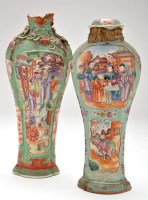 Lot 474 - Two Chinese famille rose quatrefoil vases and...