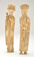 Lot 481 - Pair of Chinese carved ivory figures of an...