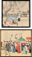 Lot 485 - Two Chinese paintings on silk, depicting:...