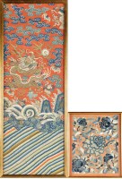 Lot 486 - Chinese 'slit tapestry' woven silk panel,...