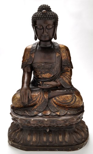 Lot 490 - Large bronze figure of Shakyamuni Buddha, the...