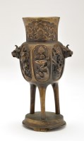 Lot 507 - Japanese bronze censer shaped vase, the tall...